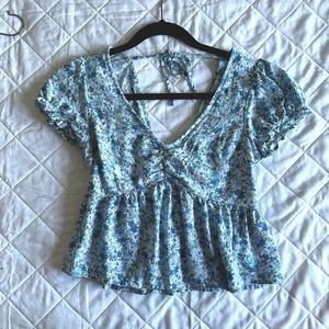 Floral Hollister Babydoll Loose Cropped Top